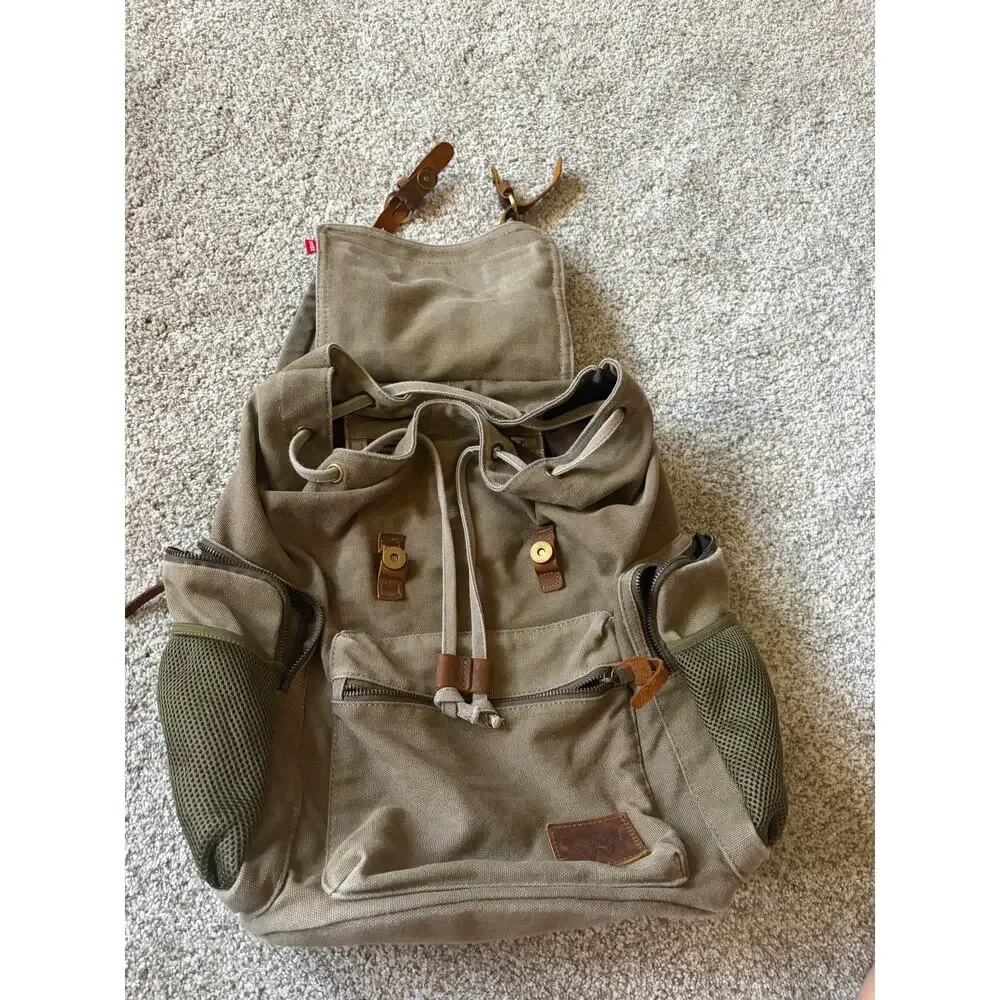 Wowbox canvas and leather trimmed rucksack backpack
